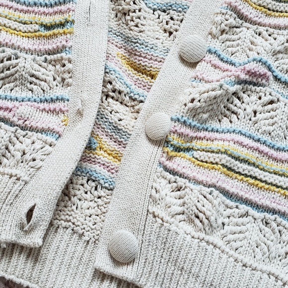 NWT Zara Adorable Knit Pointelle Cardigan Jacket Sweater Pastel and Cutouts - Picture 8 of 16